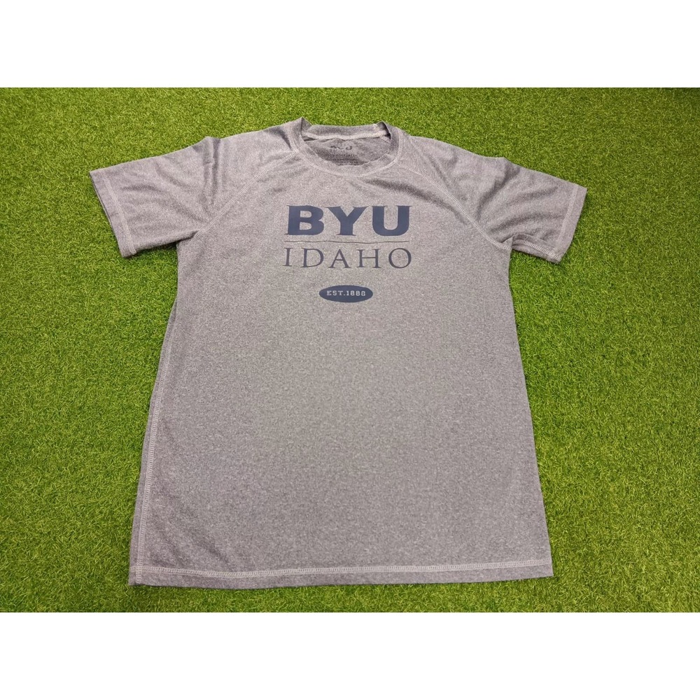 Byu Idaho Brigham Young University T Shirt Mens Small Gray Graphic Raglan Sleeve
